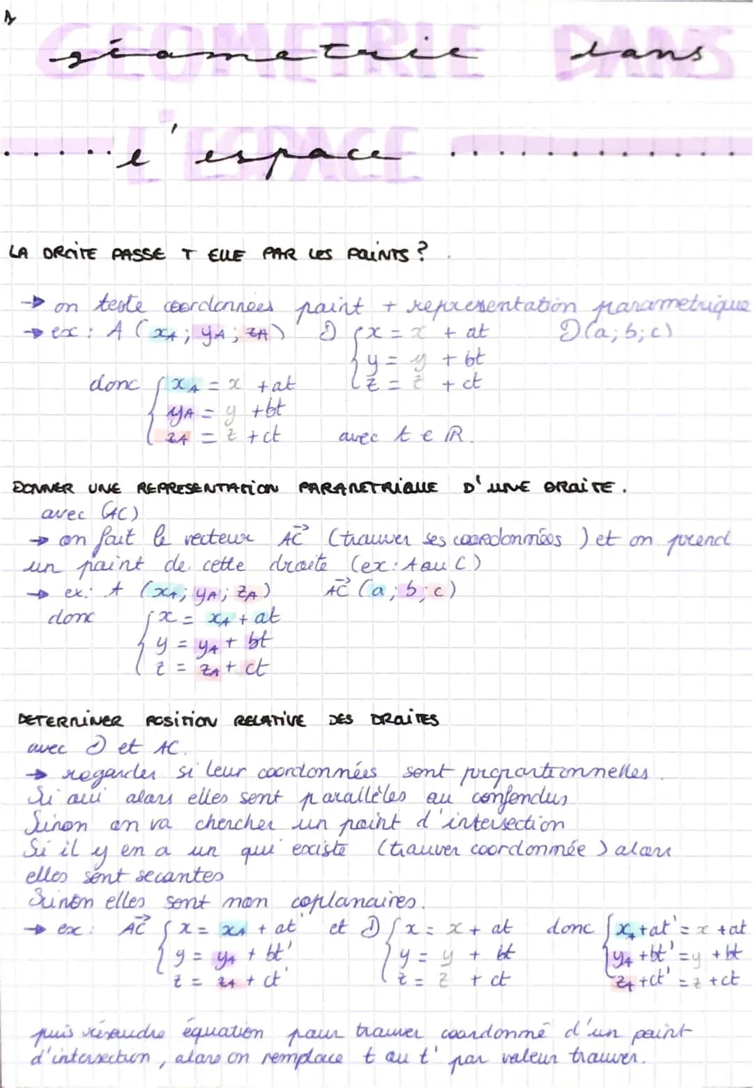 Exercices Corrigés Géométrie dans l'Espace 3ème et Terminale