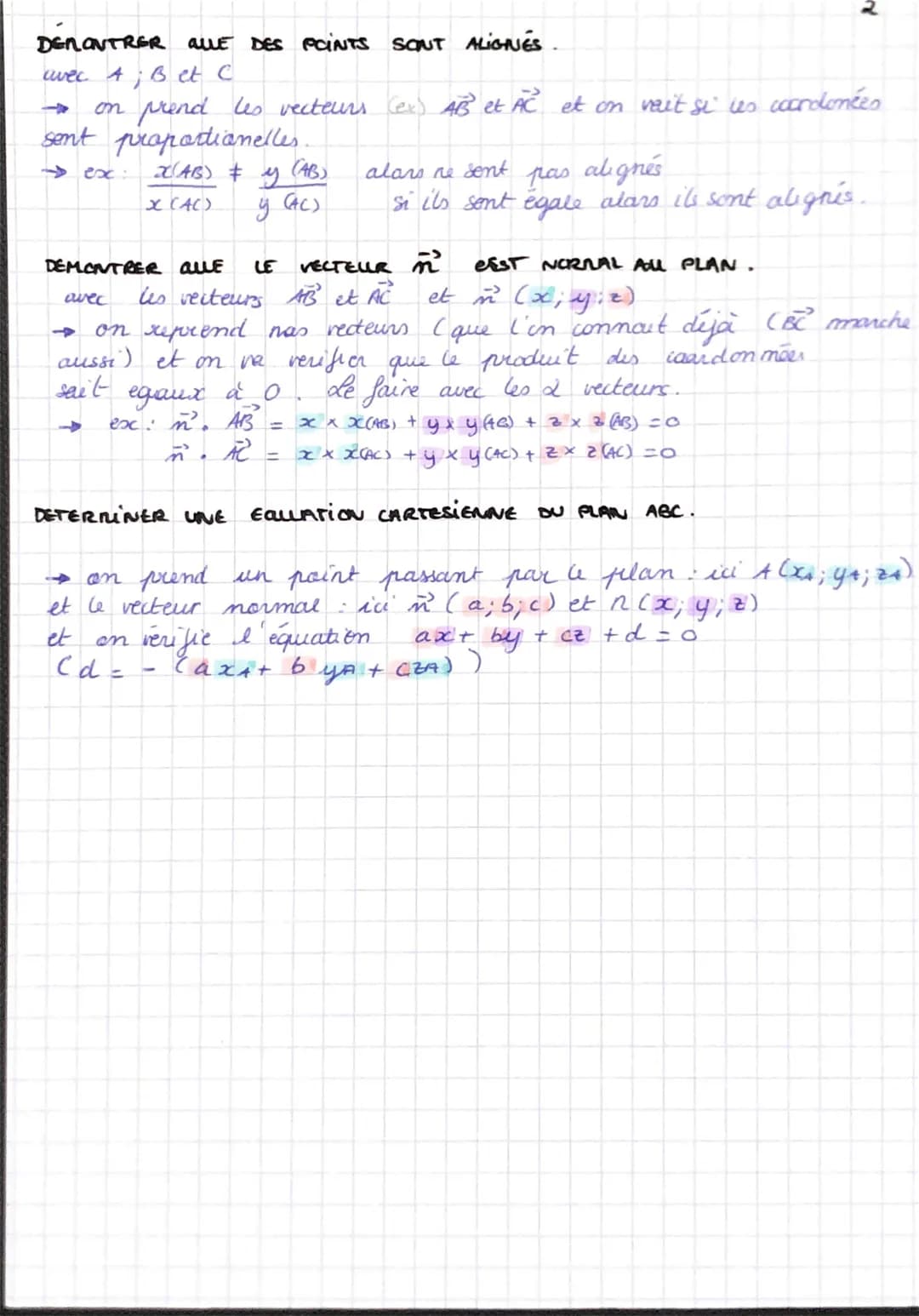 síometrie
l'espace
LA DROITE PASSE T ELLE PAR LES POINTS?
teste coordonnées paint
→ ex: A (XA; YA; ZA)
donc
x₁ = x + at
YA = y +bt
24 = ² + 