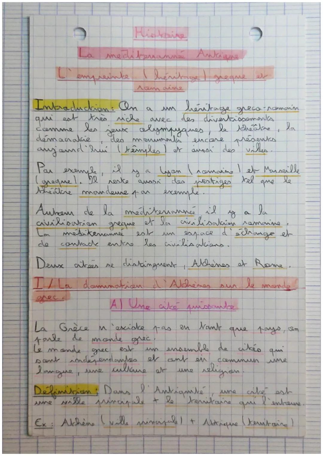 U
Histoire
La mediterannée Antique
héritige I greque
empreinte
Par exemple
(greque). Il reste
theatre
Introduction: On a
um
héritage greco-r