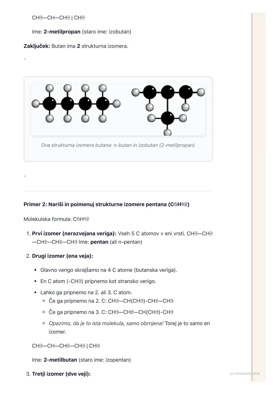# Izomerija (strukturna)

Kaj je izomerija?

Izomerija je pojav v organski kemiji, kjer imata dve ali več spojin enako
molekulsko formulo, a