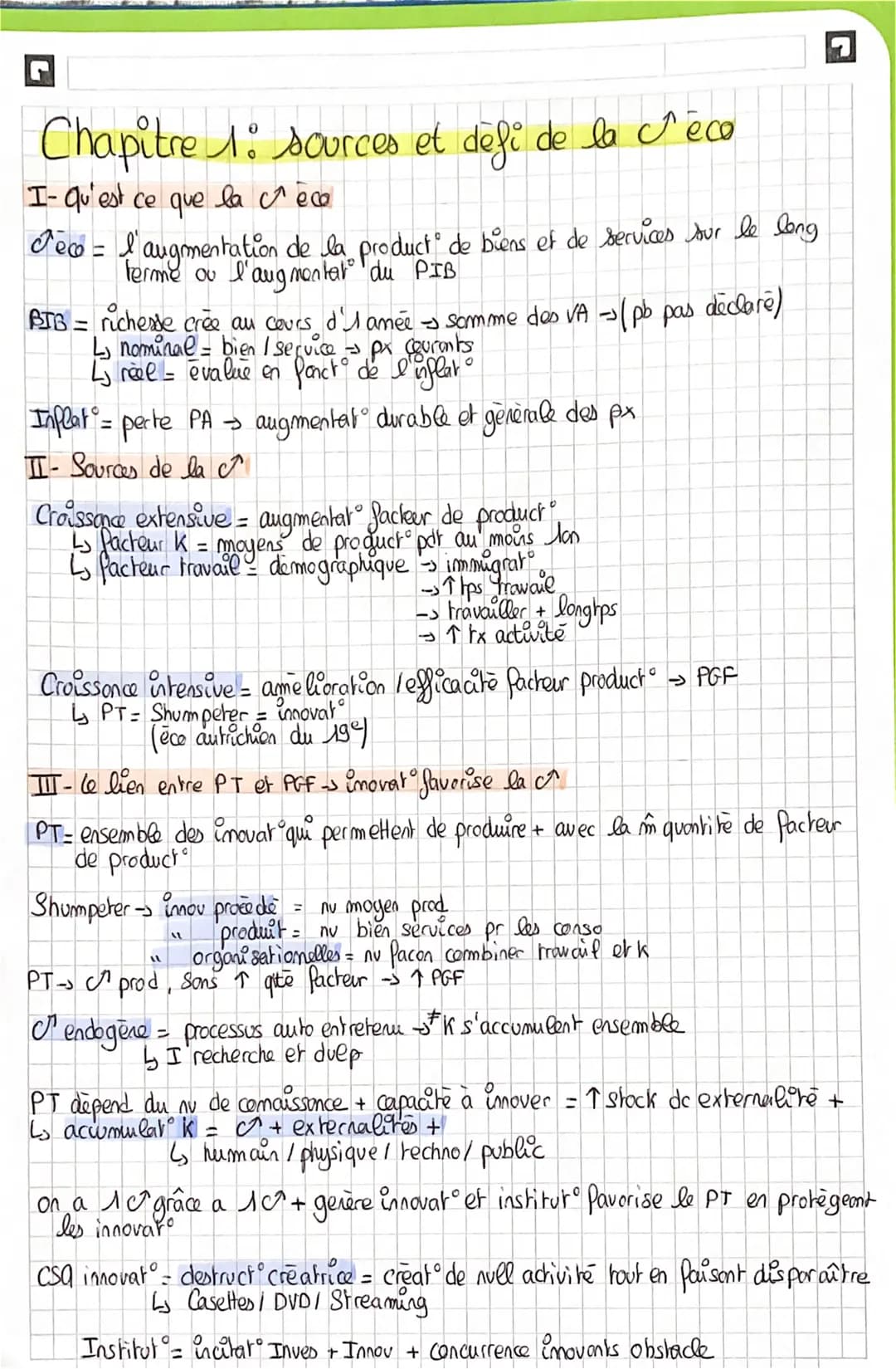 Chapitre 1: sources et défi de la reco
I- Qu'est ce que
la crèc
dec = l'augmentation de la product de biens et de services sur le long
terme