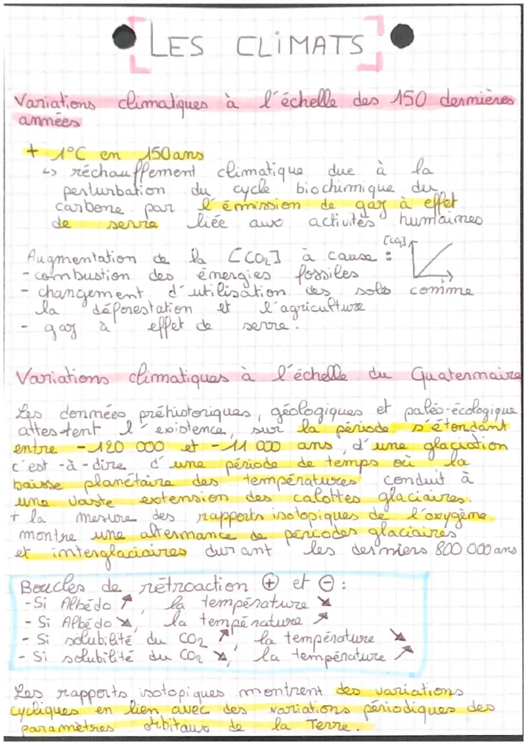 Variations climatiques
années
à
LES CLIMATS
7
+1°C en 150 ans
<> réchauffement climatique due à la
du cycle biochimique der
I´'émission de g