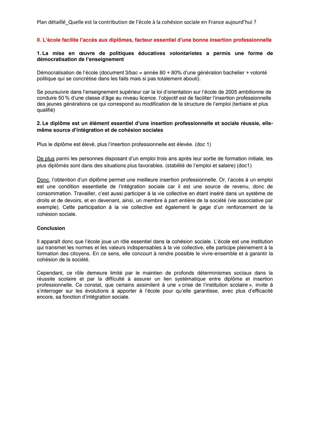 Plan détaillé_Quelle est la contribution de l'école à la cohésion sociale en France aujourd'hui ?
Introduction
accroche chaque réforme d'une