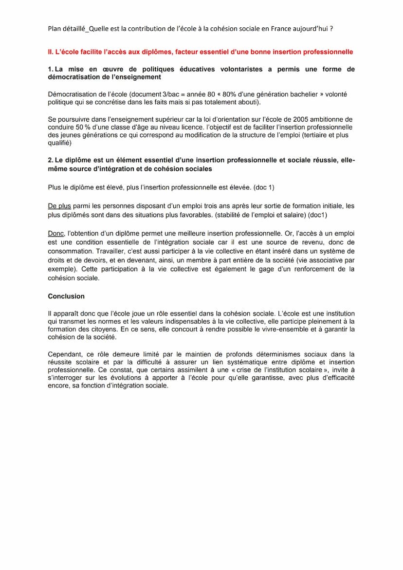 Plan détaillé_Quelle est la contribution de l'école à la cohésion sociale en France aujourd'hui ?
Introduction
accroche chaque réforme d'une