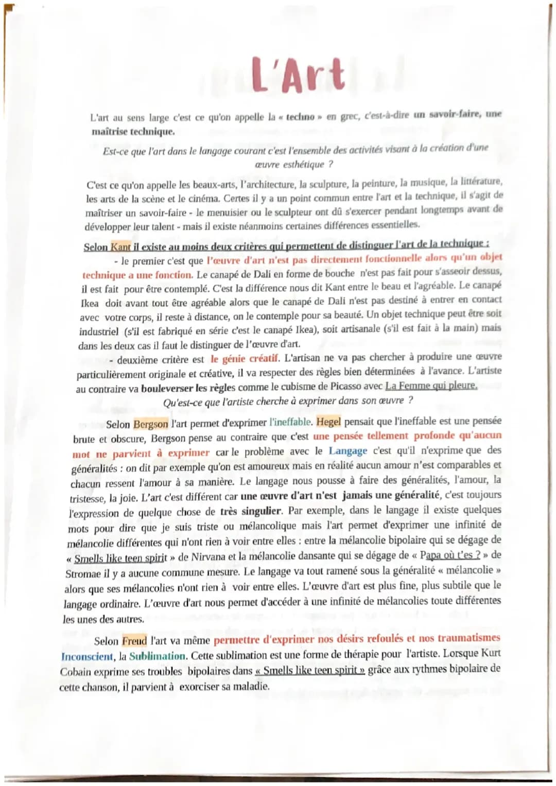 L'Art et la Technique en Philosophie : Comprendre Bergson et Kant