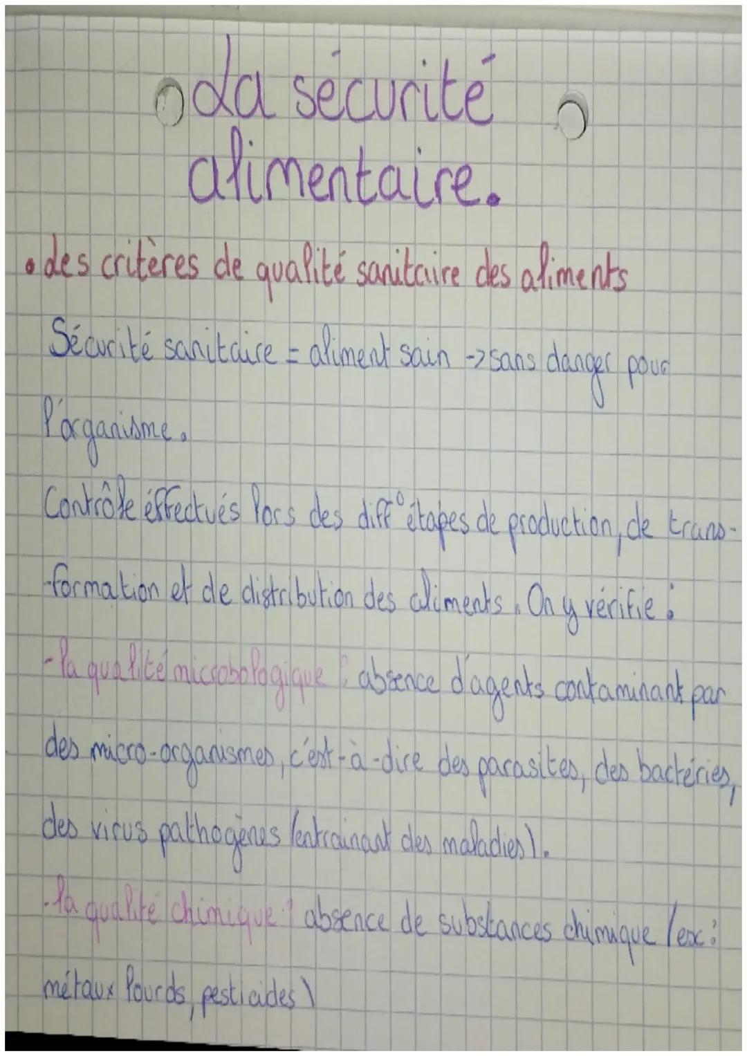 La sécurité alimentaire 