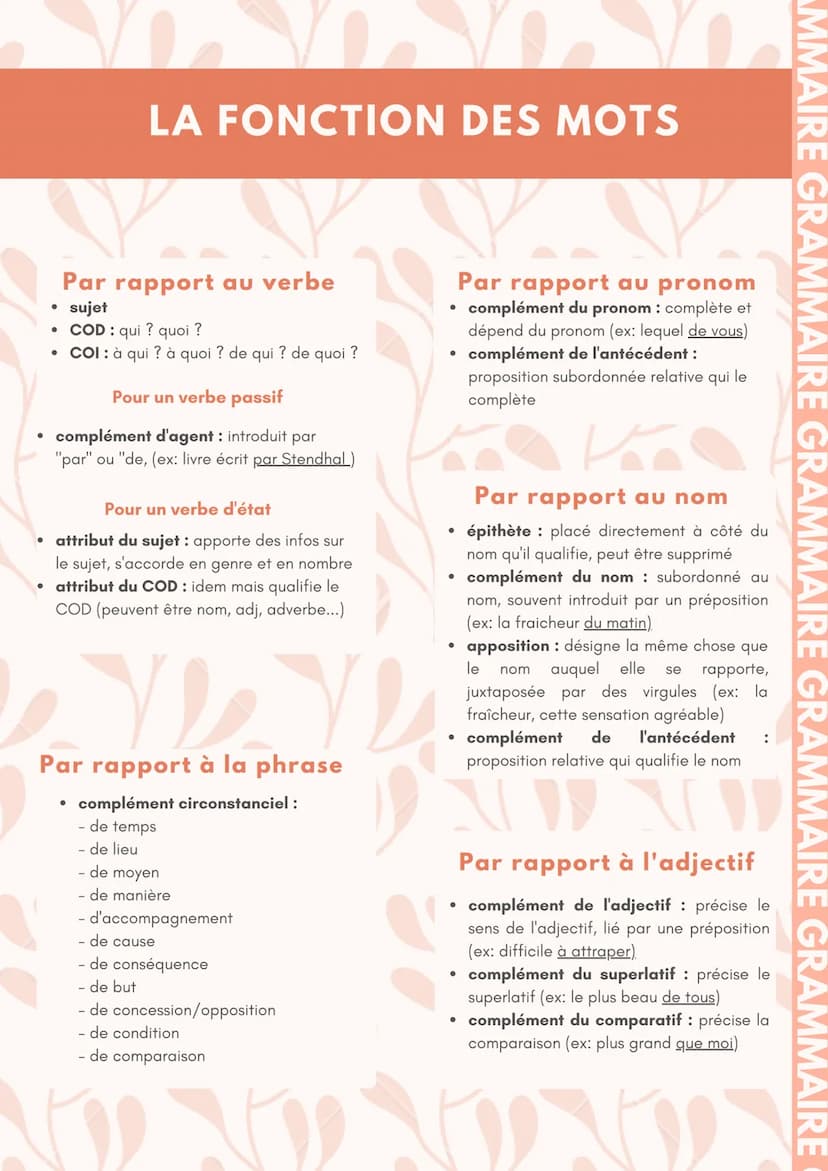 LA NATURE DES MOTS
LES MOTS VARIABLES
Les verbes
•
• d'action : faire, partir...
• d'état : être, devenir...
Les noms
• communs: le vent, la