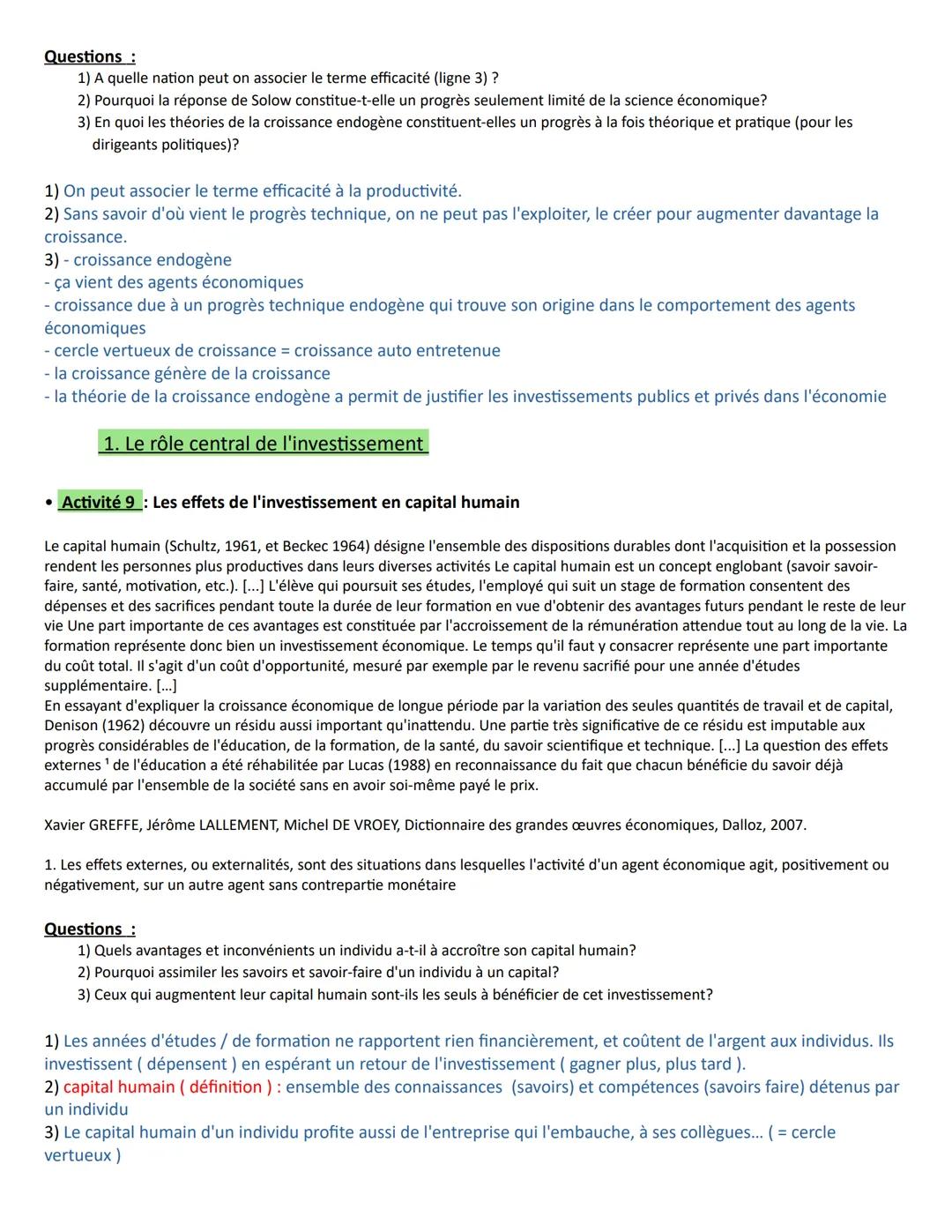 A la fin du chapitre, vous devez être capable de :
Comprendre le processus de croissance économique et les sources de la croissance: accumul