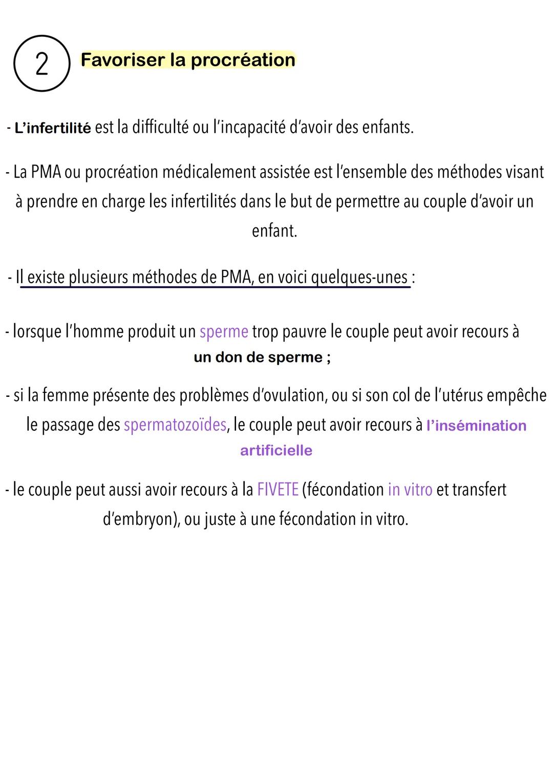 1
la contraception et la procréation médicalement assistée_
Éviter une grossesse non-désirée
- La contraception est l'ensemble des méthodes 