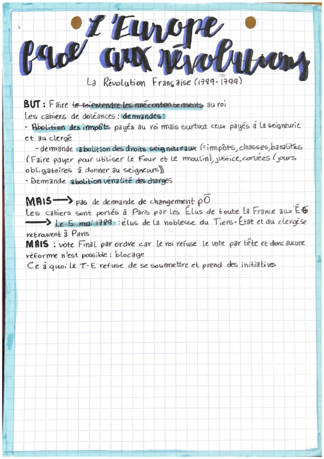 # • L'Europe

# force aux révolutions

La Révolution Française (1789-1799)

## contexte politique:

- Révolution Atlantique (1783-1787): La 
