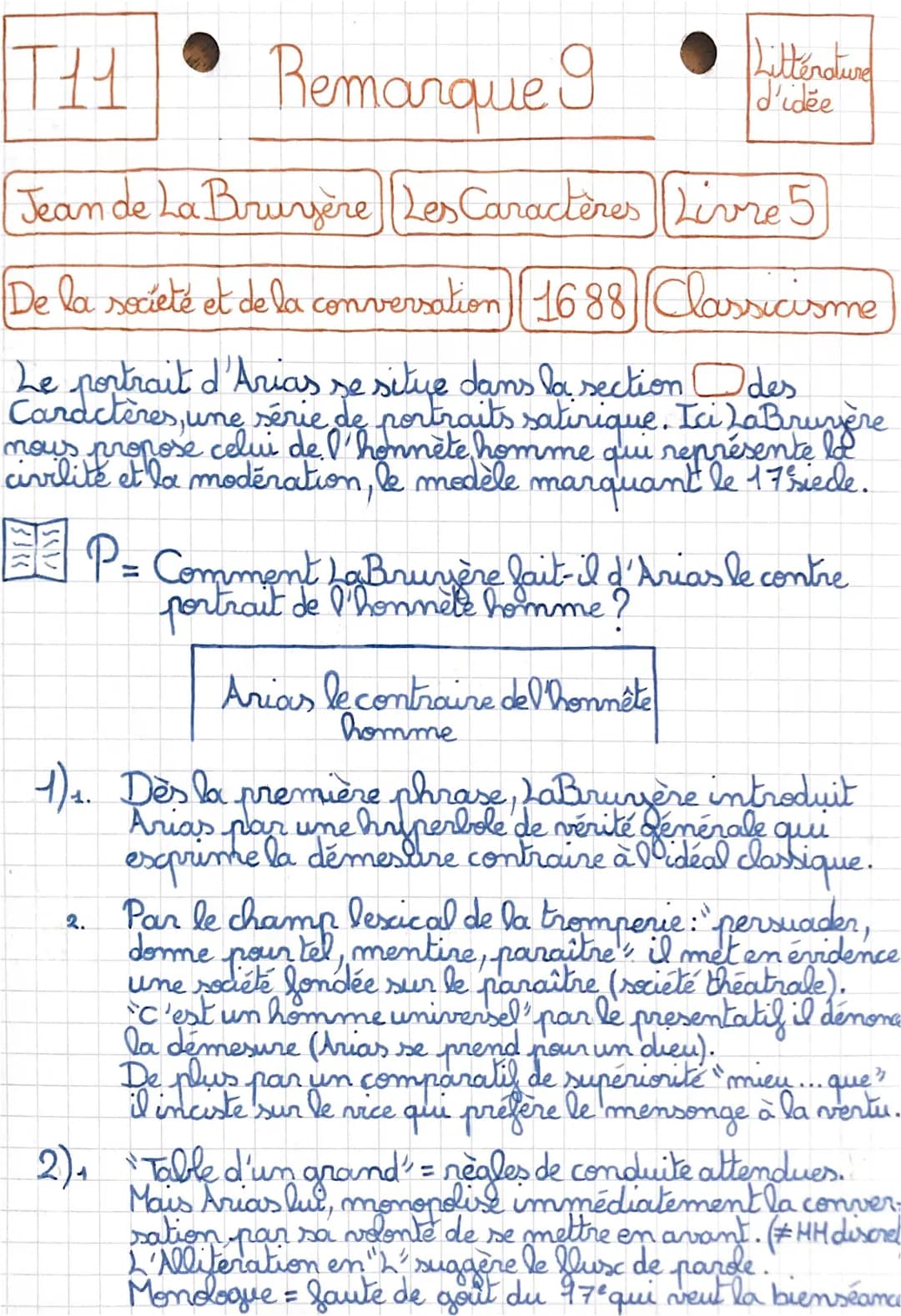 Résumé du portrait d'Arrias par La Bruyère - Analyse linéaire et PDF