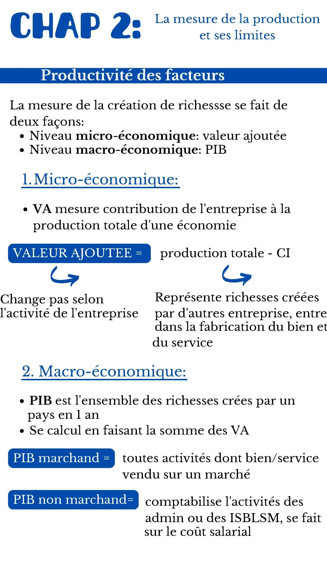 ECONOMIE ; la mesure de la production et ses limites 