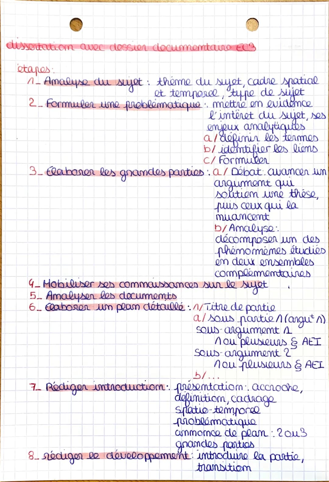 dissertation avec dossier documentaire ECB
étapes:
n_Amalyse du sujet : theme du sujet, cadre spatial
et temporee, type de sujet
mettre en e