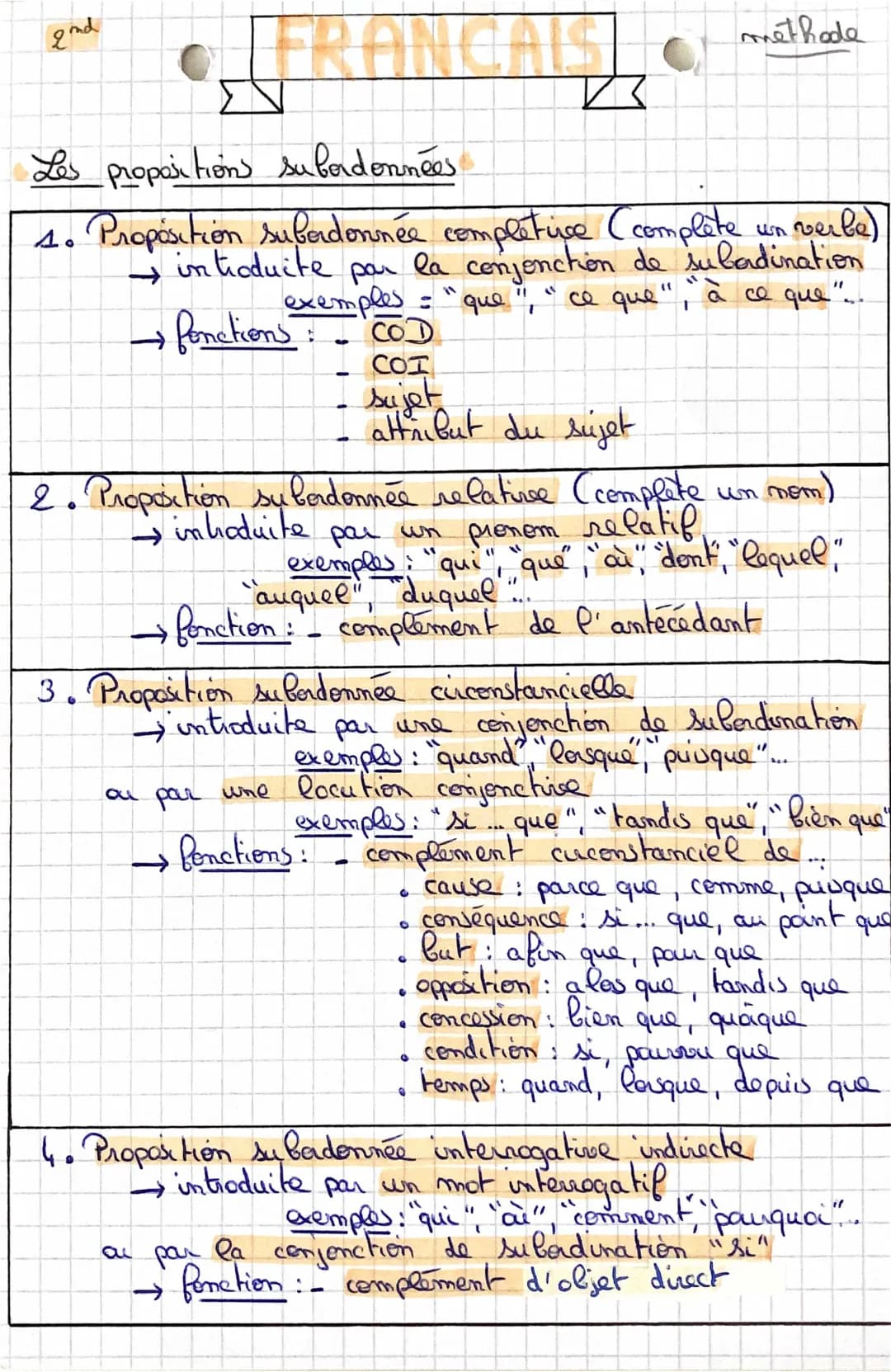 Les propositions subordonnées : exemples, types et exercices PDF