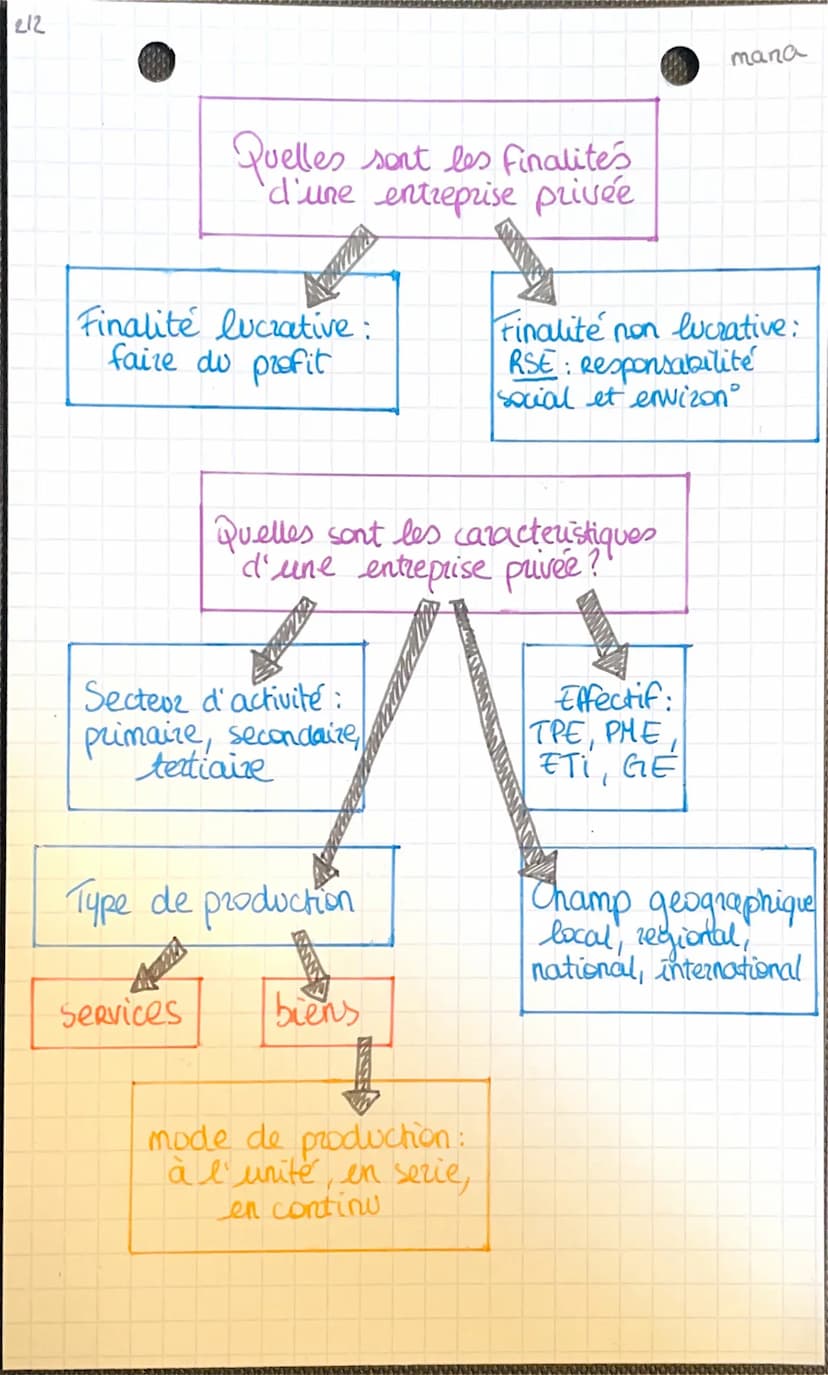 Les entreprises privées/
4) c'est une organisation qui propose des
biens et des services marchands.
-> Raison d'être une organisation = un p
