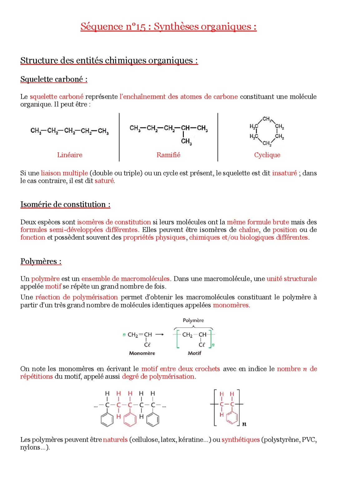 Synthèses organiques