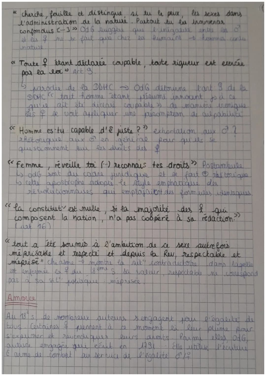 DISSERTATION
"La Déclaration des Droits de la Femme et de la Citoyenne
'de Olympe de Gouges.
Pova les analyses du sujet
Les mots à difina (s