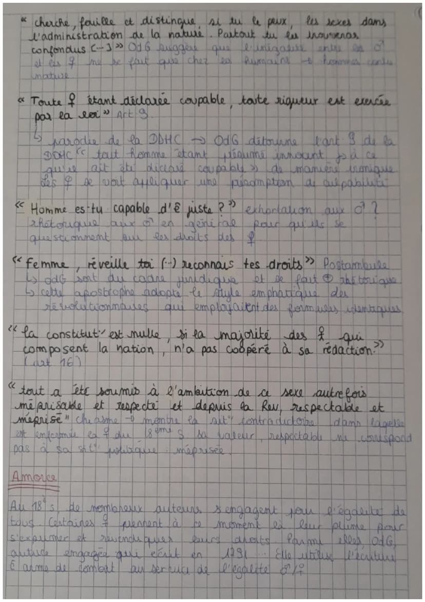 DISSERTATION
"La Déclaration des Droits de la Femme et de la Citoyenne
'de Olympe de Gouges.
Pova les analyses du sujet
Les mots à difina (s