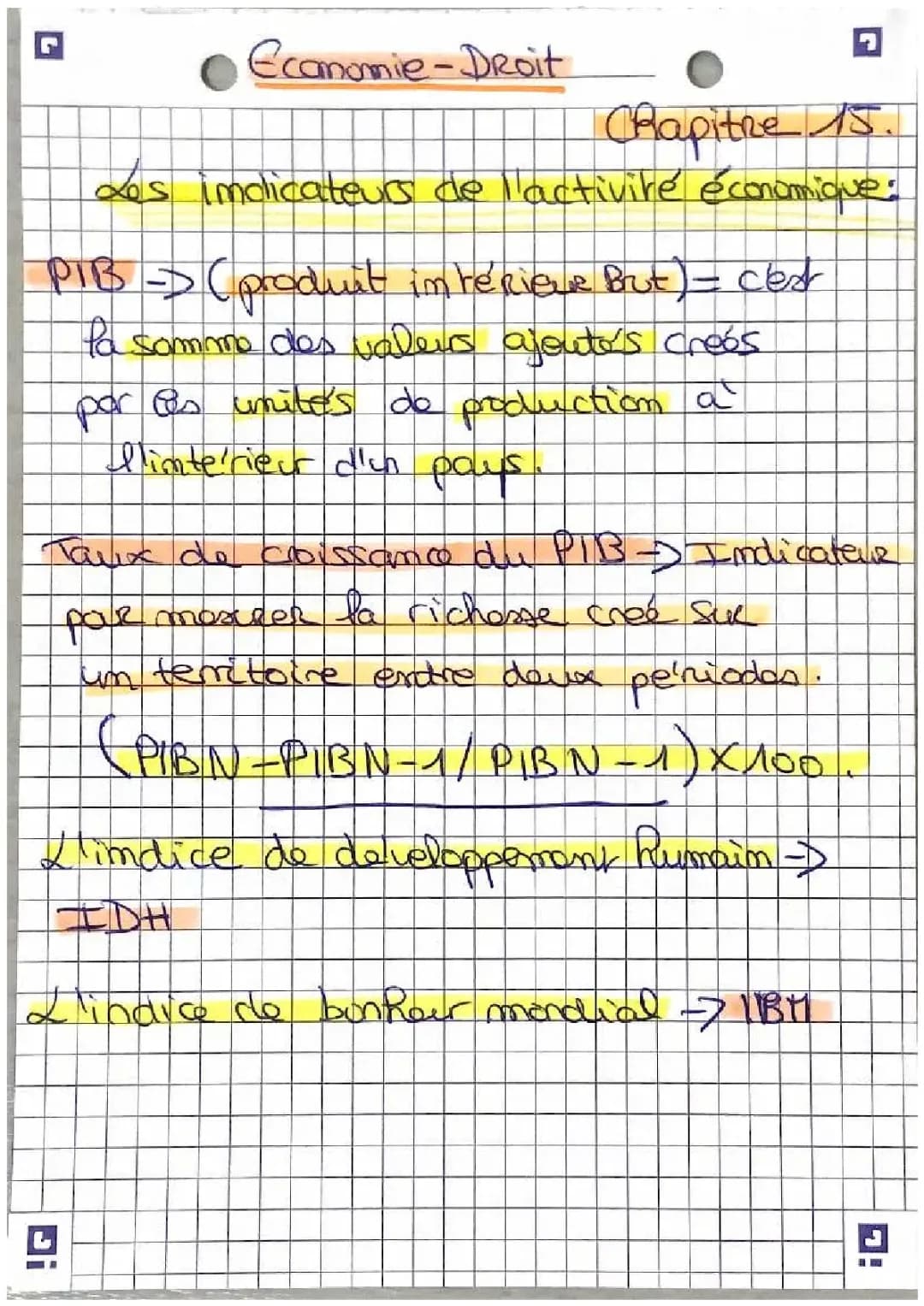 Les indicateurs de l’activité économique 