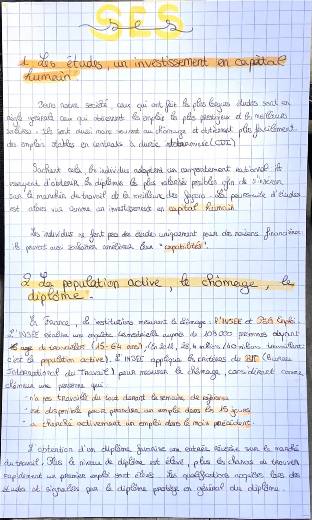 1. des études, un investissement en capital
humaine
Dans notre société, ceux qui ont fait les plus longues études sont en
règle générale ceu