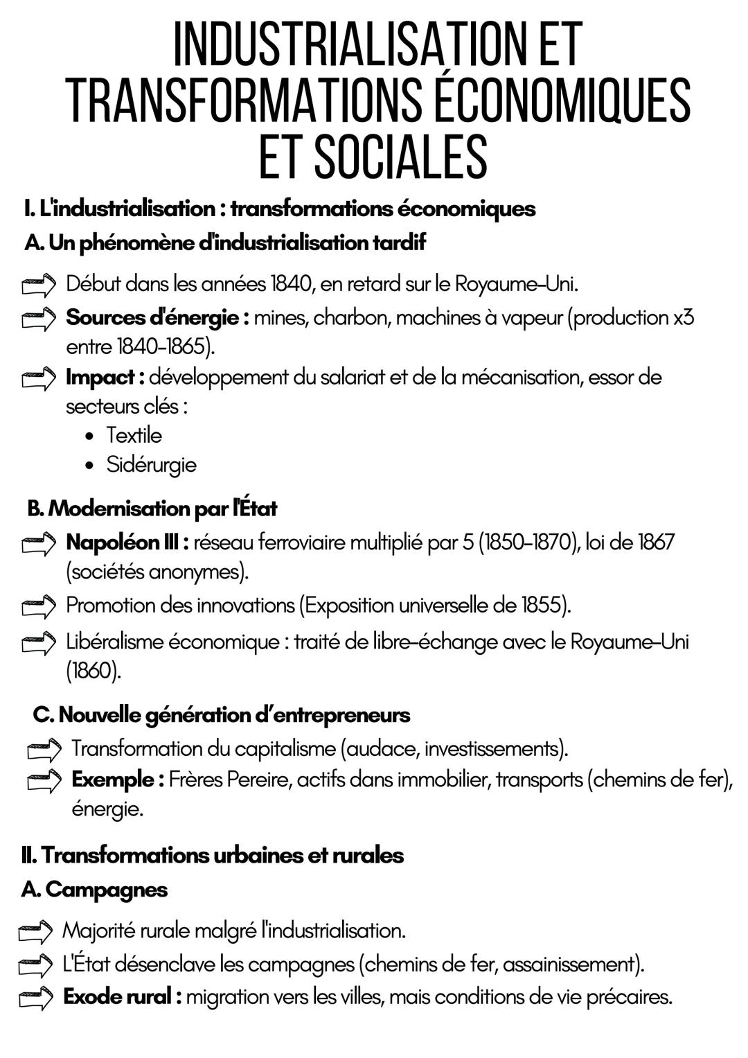 # INDUSTRIALISATION ET
# TRANSFORMATIONS ÉCONOMIQUES
# ET SOCIALES

I. L'industrialisation: transformations économiques
A. Un phénomène d'in