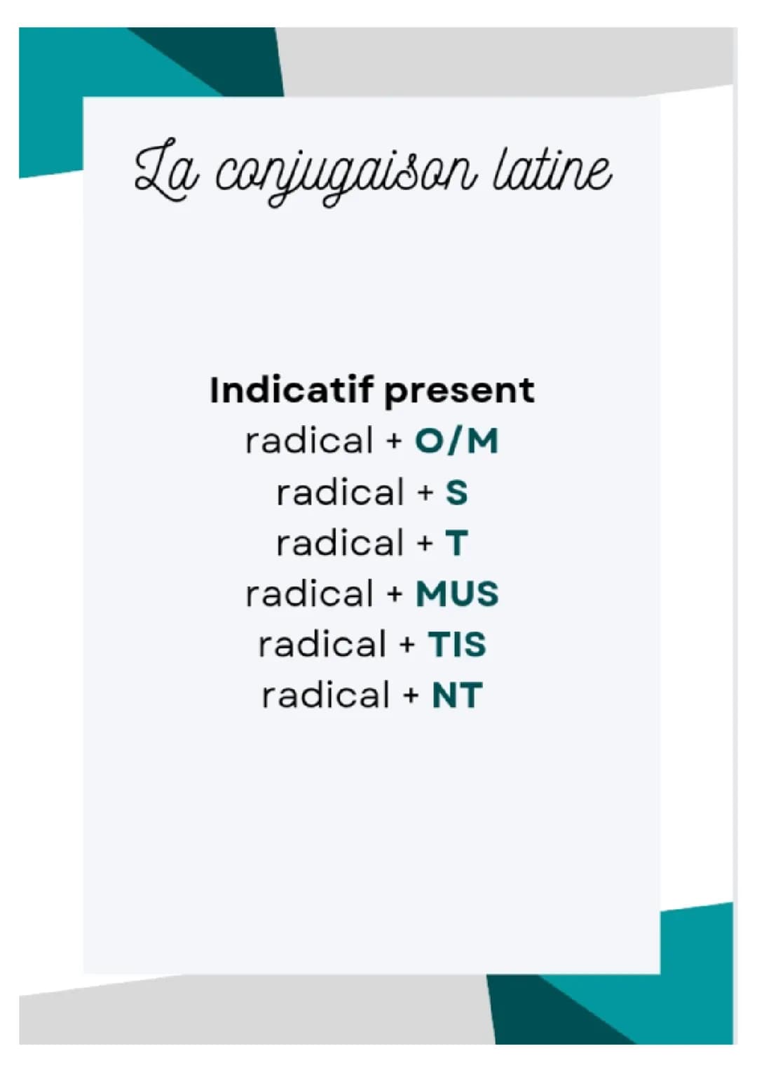 La conjugaison latine 