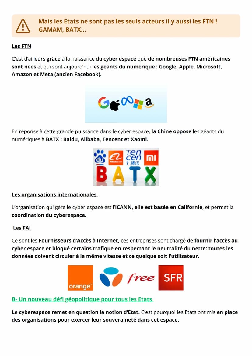 00000
THÈME CONCLUSIF
LE CYBERESPACE
HGGSP-TERMINALE
Ö
*
ooooo
00000
*
Le cyberespace : conflictualité et coopération entre les acteurs
INTR