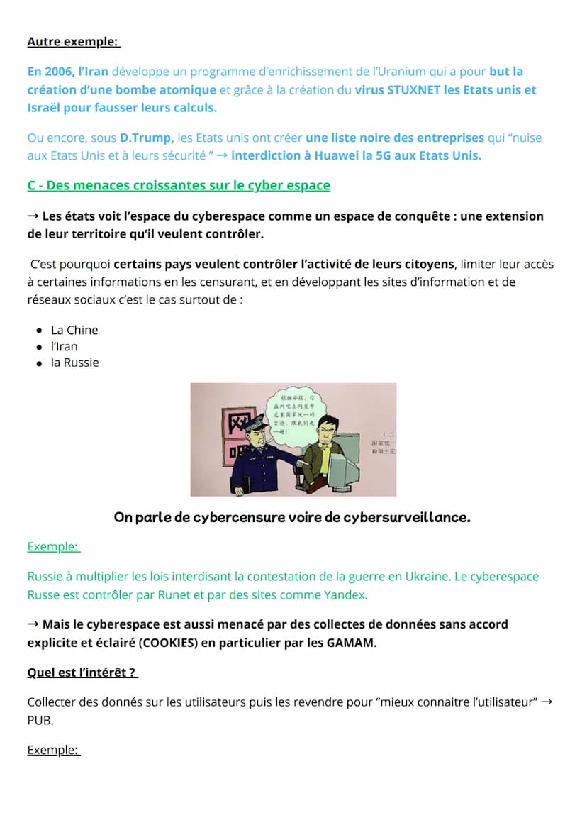 00000
THÈME CONCLUSIF
LE CYBERESPACE
HGGSP-TERMINALE
Ö
*
ooooo
00000
*
Le cyberespace : conflictualité et coopération entre les acteurs
INTR