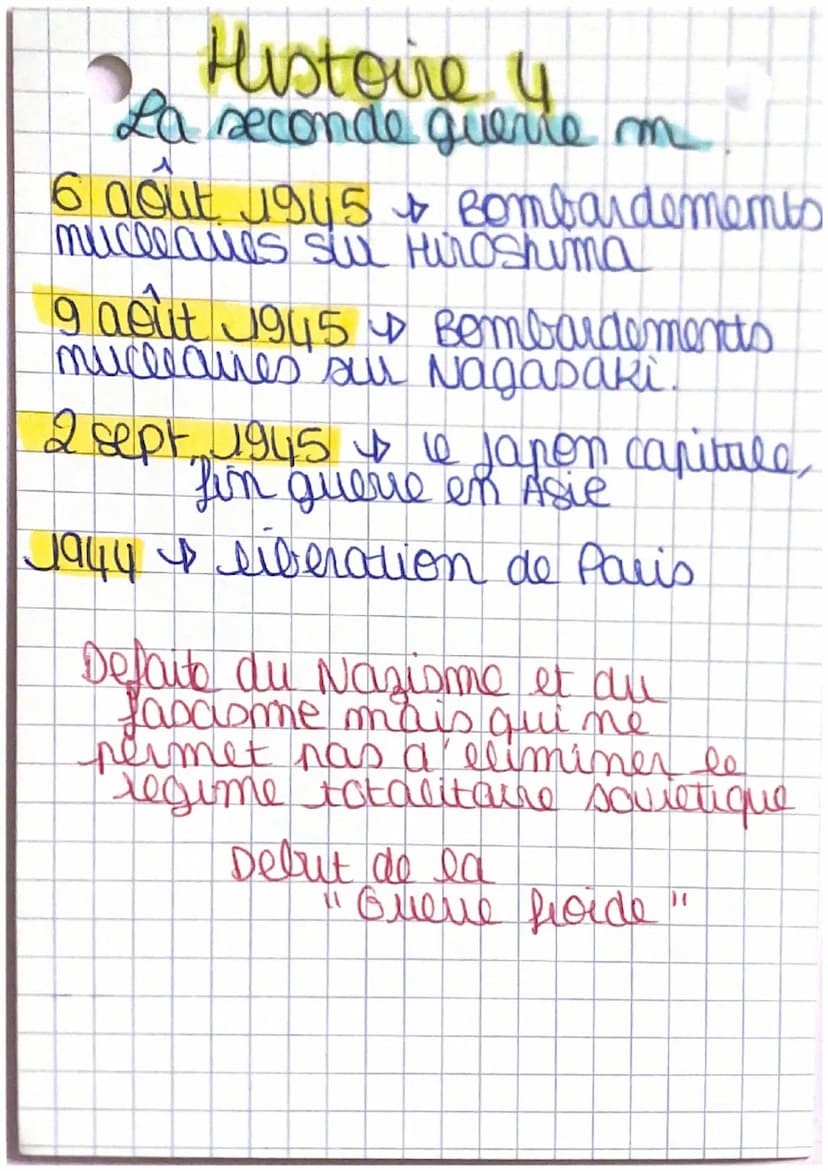 5 histoire s
les regimes totalitaires
Date SGM → 1939-1945
URSS + 1917 (Revolution Russe)
i Joseph stalime + PC US partle
communiste de L'VE