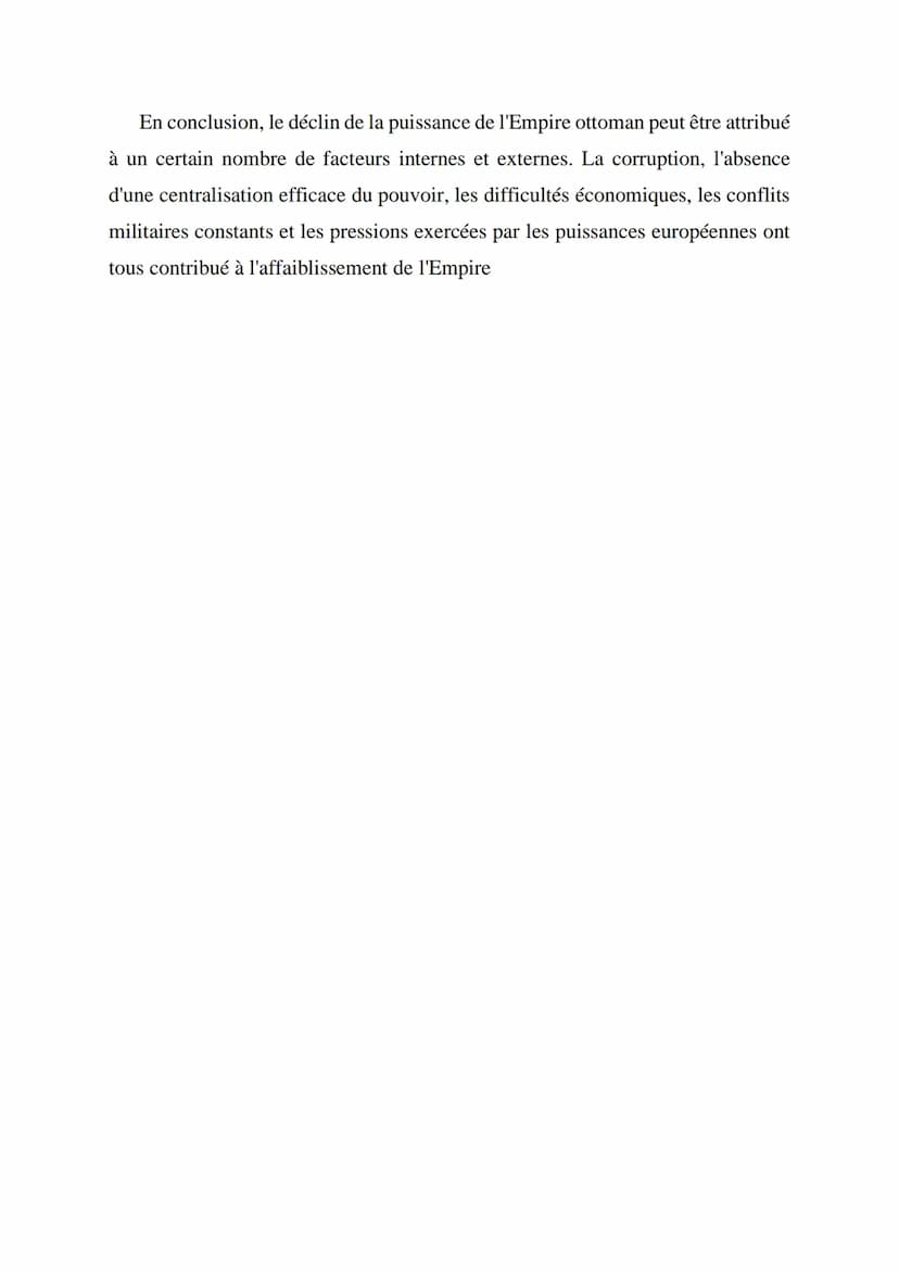 Le déclin de la puissance de l'empire Ottoman
L'empire ottoman, à la fin de la première guerre mondiale est vaincu, il est
démembré, puis pa