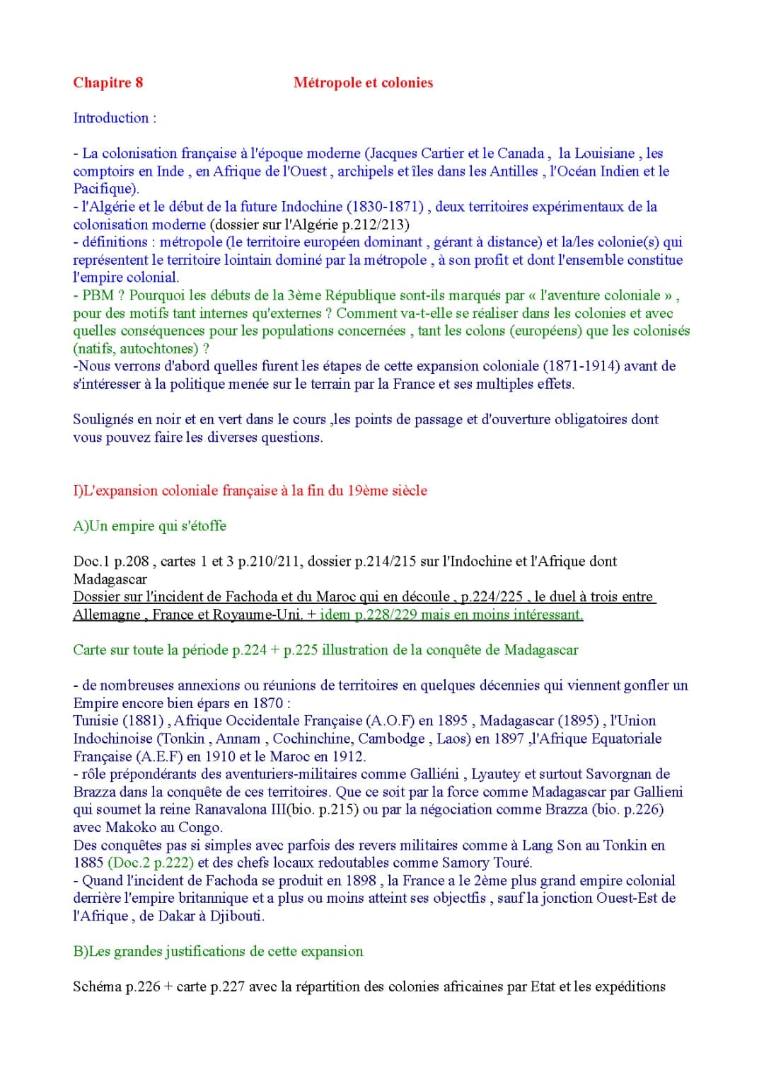 Colonisation française: PDF sur les métropoles et colonies 1870-1914