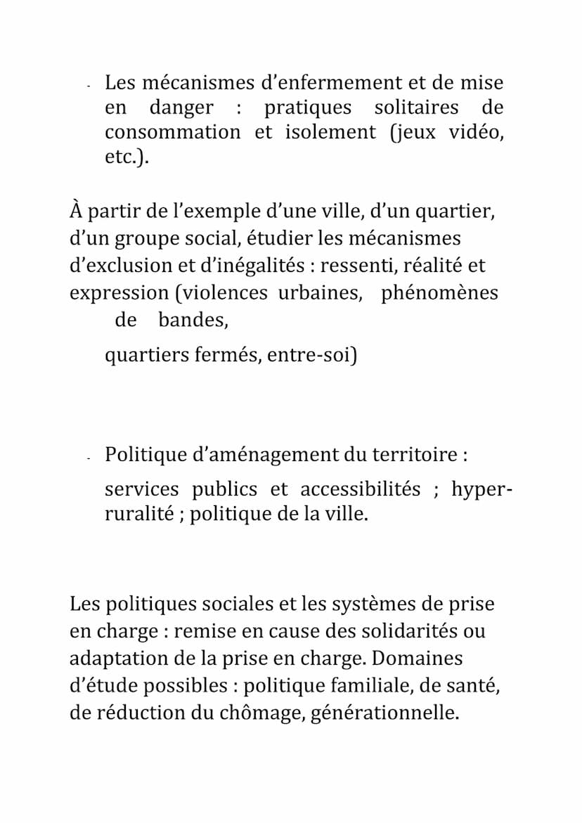 Axe 1: Fondements et fragilités du
lien social
Questionnement : Comment les fondements du
lien social se trouvent aujourd'hui fragilisés ?
C
