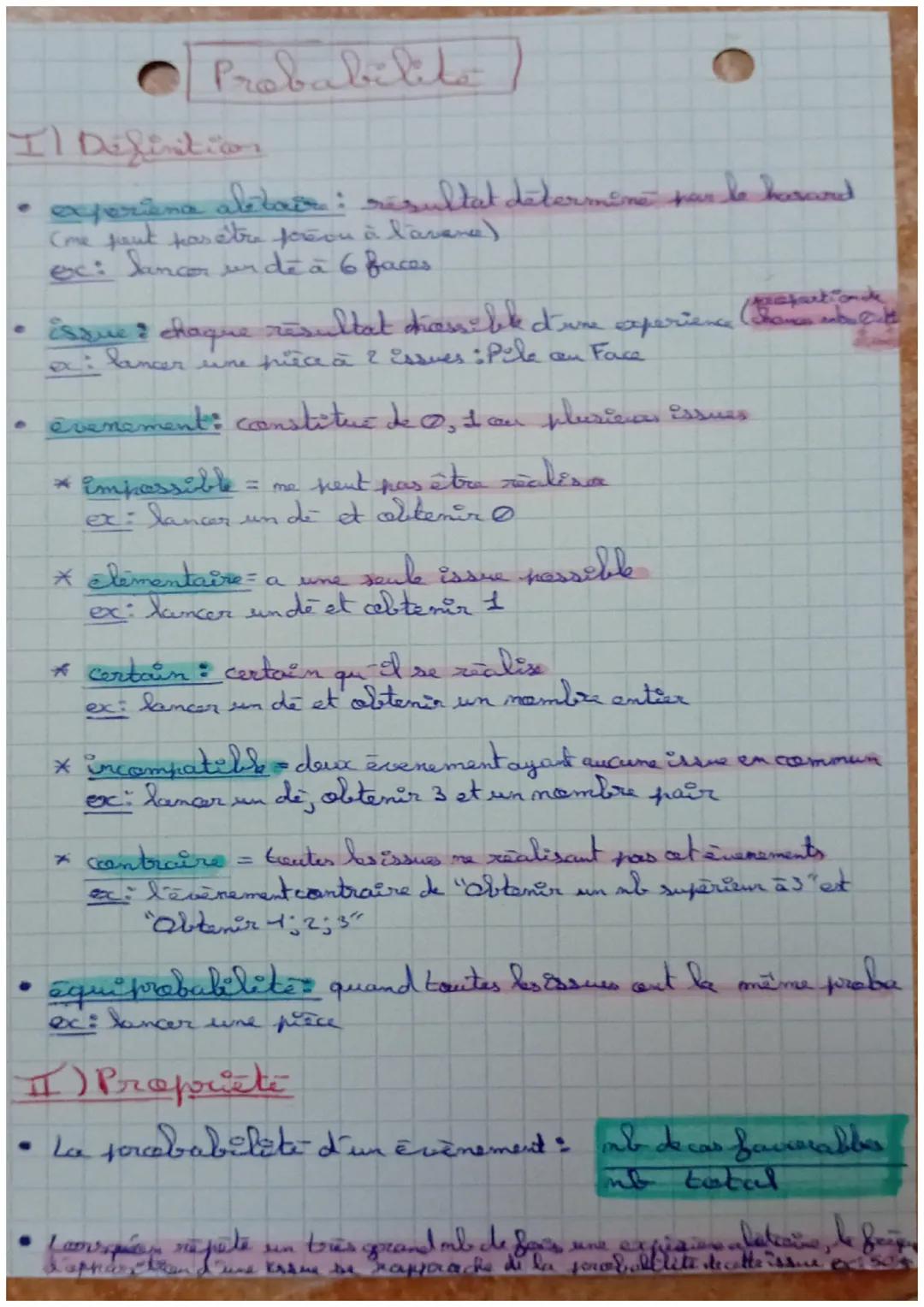 Probabilita

Il Definition
.
aperāna alétair: résultat determine par le hasard
(me peut pas être forcon à l'avane)
x: Sanar un de à 6 faces.