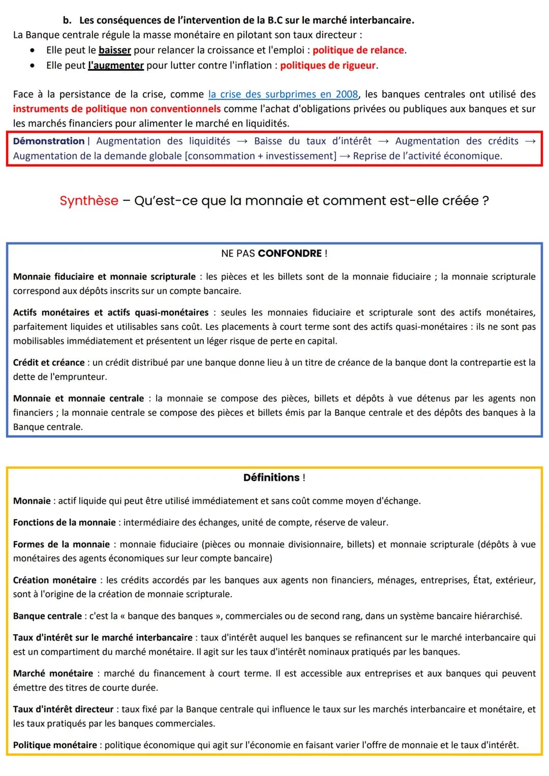 ECONOMIE - Chapitre 5 | Qu'est-ce que la monnaie et comment est-elle créée ?
A | Quelles sont les fonctions et formes de la monnaie.
a. Les 