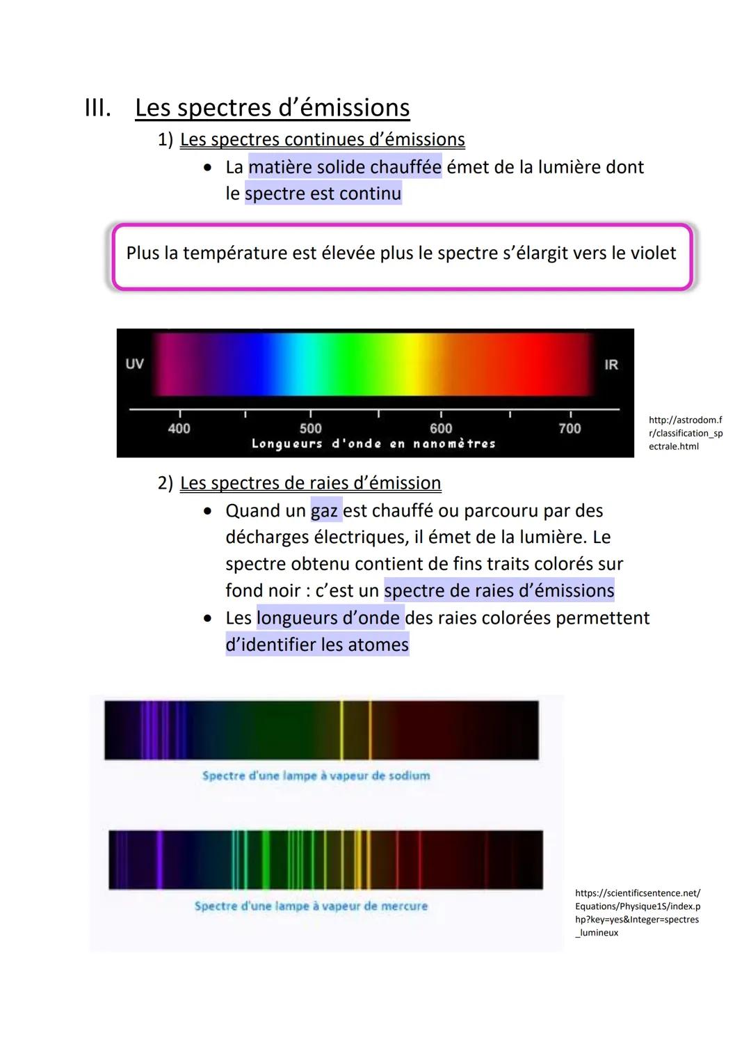 PHYSIQUE-CHIMIE
Chapitre 3: Spectres lumineux
I. Comment connaître la composition de la
lumière ?
• Si la lumière traverse un prisme ou un r