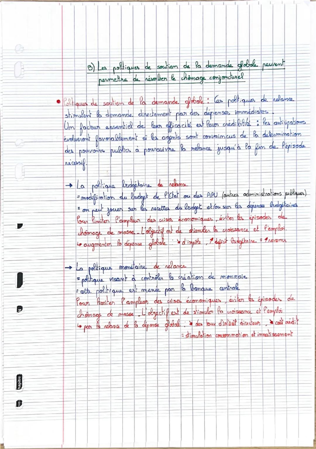 I- Les politiques de soutien à la demande sont efficaces contre le chômage lorsqu'il est de nature conjoncturelle.

L'analyse keynésienne du