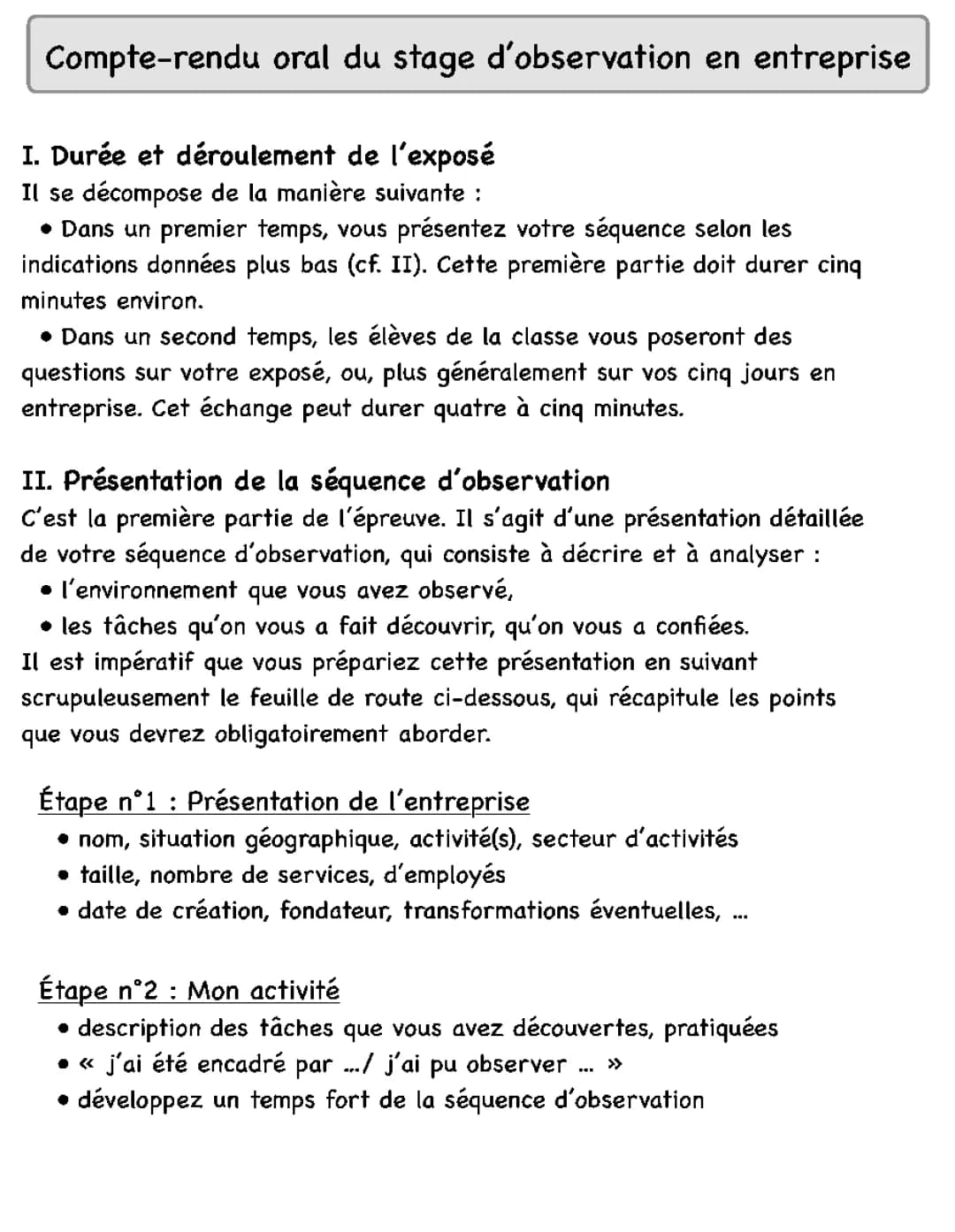 Oral de Stage 3ème Exemples et PDF - Rapport et Diaporama