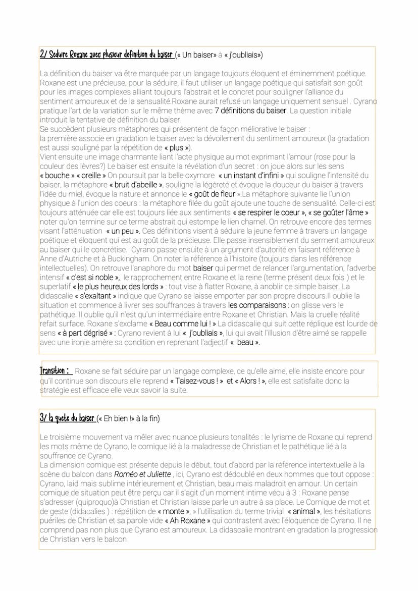 Explication linéaire : C'Acte III. seine 10. Cyrano de Bergerac, Edmond Rostand, 1897.
Introduction: Cyrano est amoureux de sa cousine Roxan