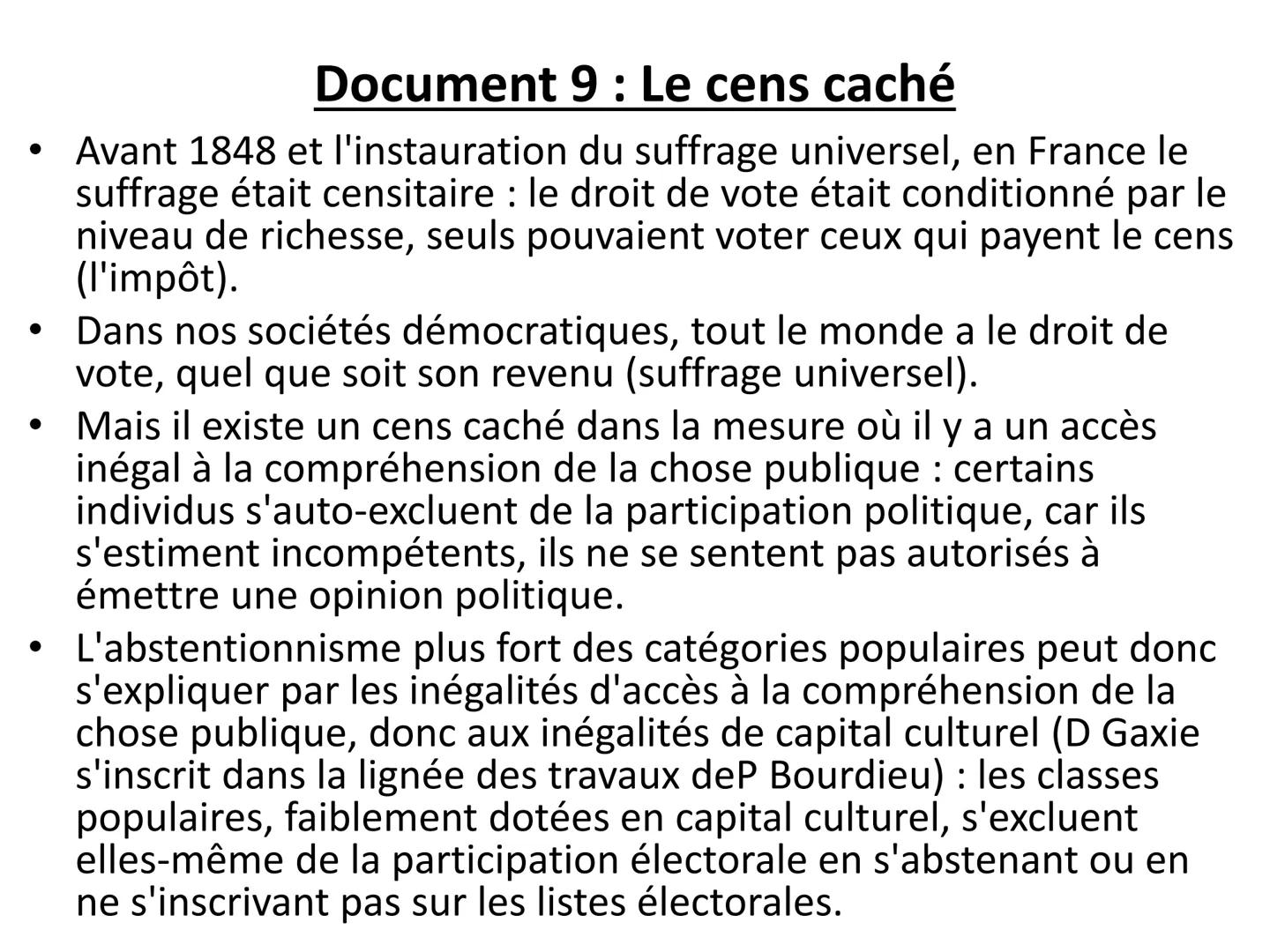 Chapitre 6 : Voter : une affaire
individuelle ou collective?
Introduction
L'instauration du suffrage universel a permis à
l'ensemble des cit