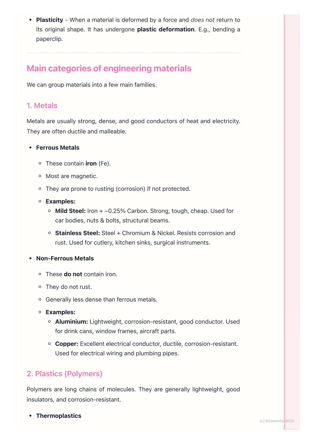 # Common Engineering
Materials

An introduction to common materials

Choosing the right material is one of the most important jobs for an en