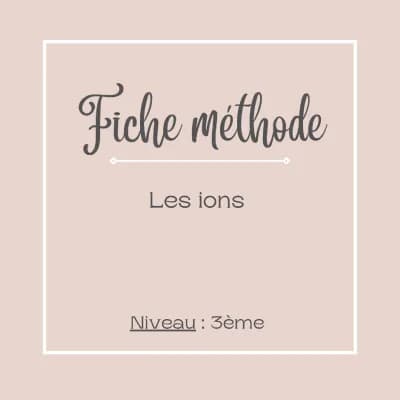 Know Fiche méthode : Les ions  thumbnail