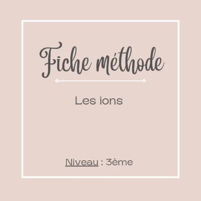 Know Fiche méthode : Les ions  thumbnail