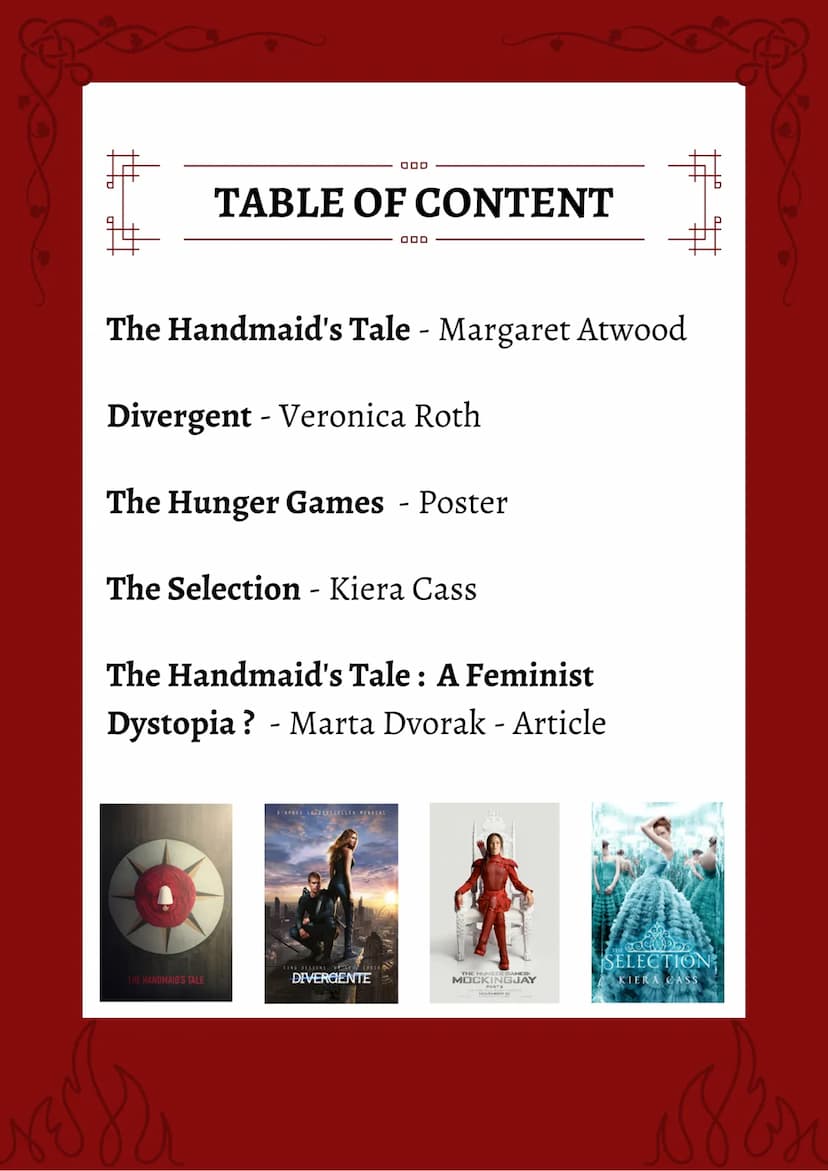 > Imaginary
To what extent is feminism
represented in dystopias?
Akane Takahashi
Classe
Établissement scolaire TABLE OF CONTENT
The Handmaid