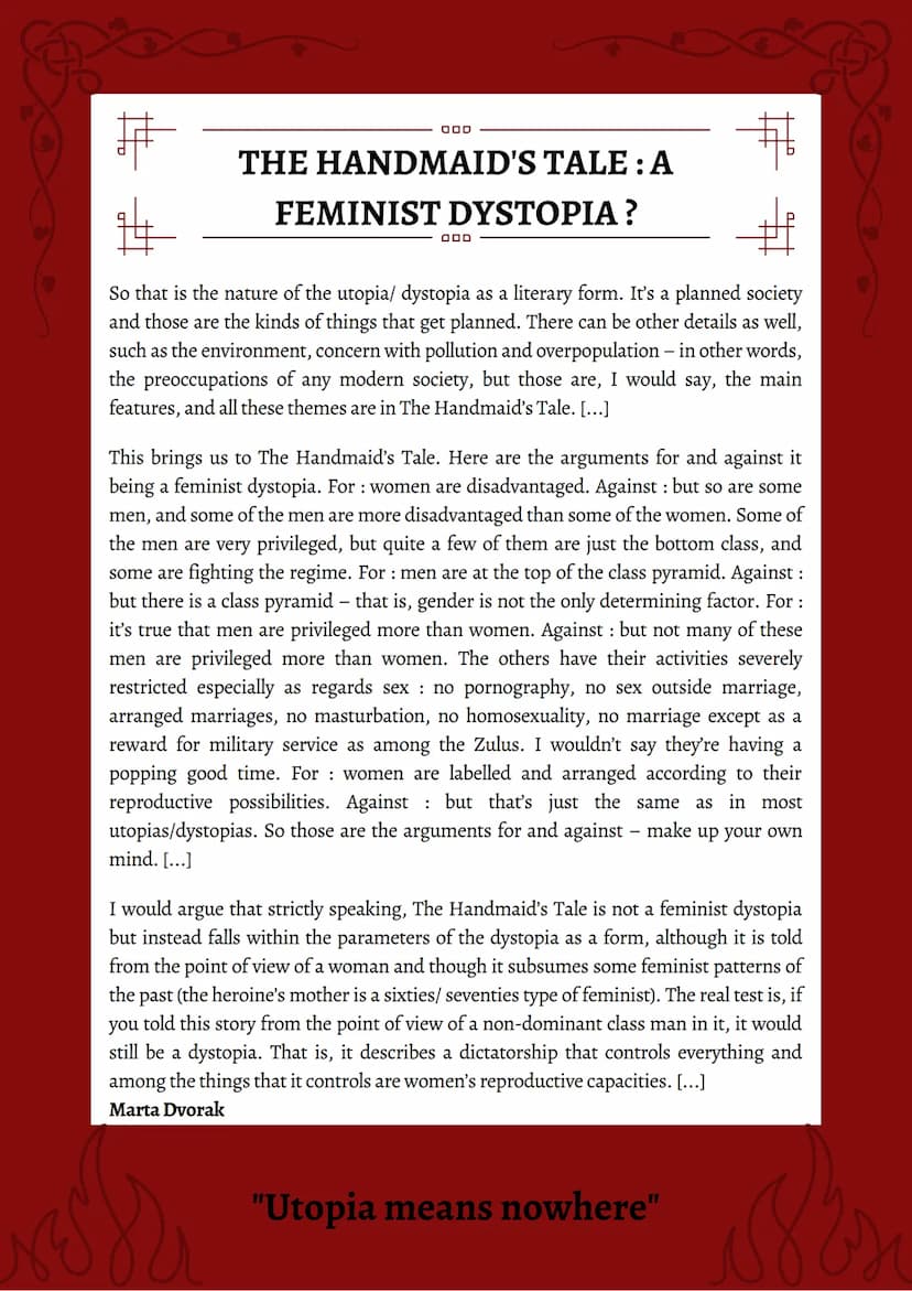 > Imaginary
To what extent is feminism
represented in dystopias?
Akane Takahashi
Classe
Établissement scolaire TABLE OF CONTENT
The Handmaid