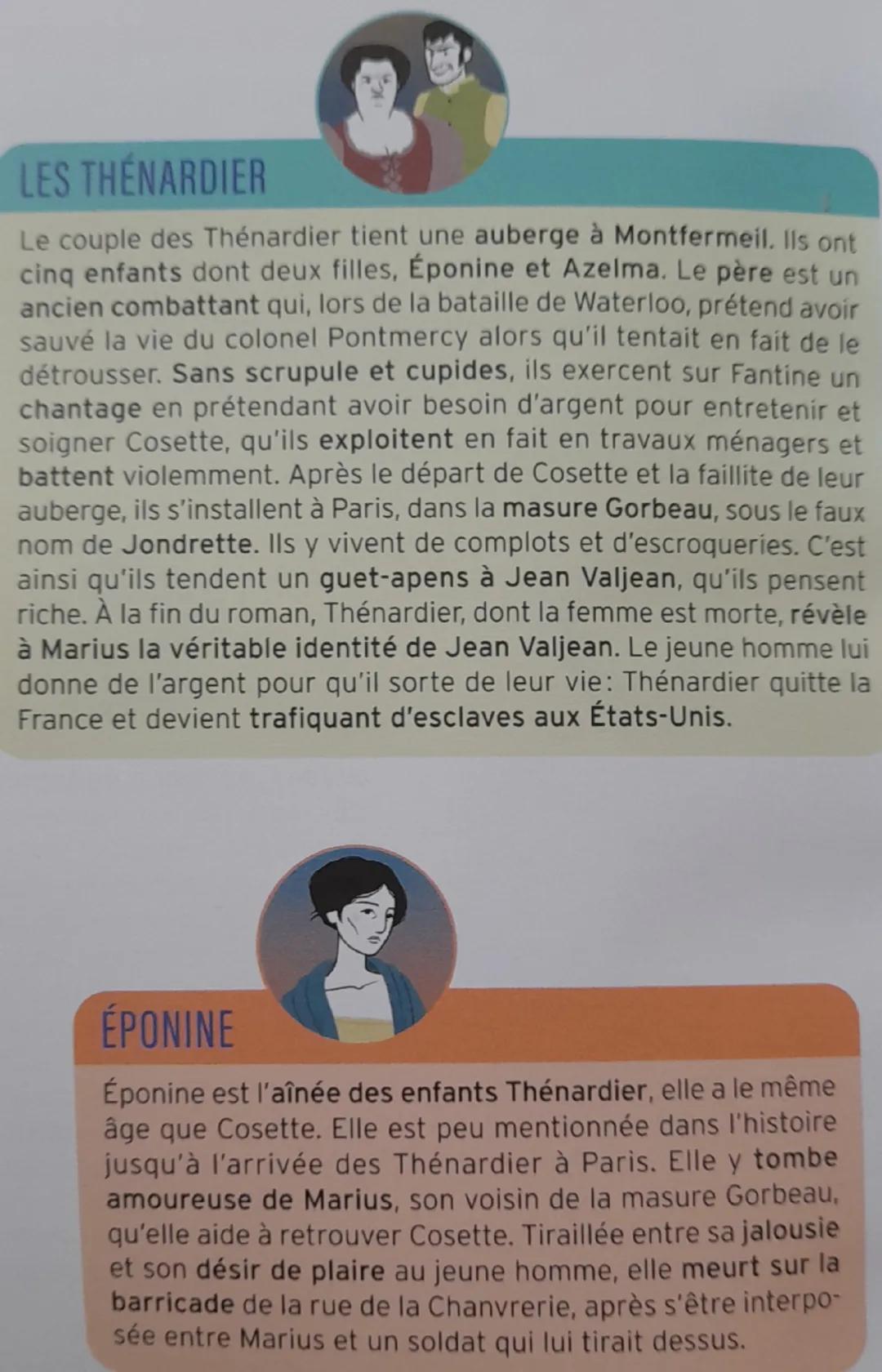 Des personnages aux destins croisés
JEAN VALJEAN
Jean Valjean est le personnage central des Misérables. Condamné
à cinq ans de bagne pour av