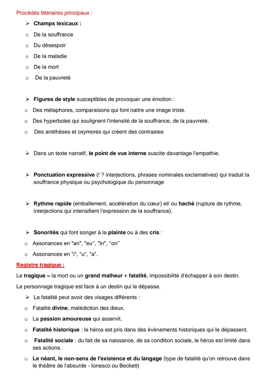 Registre lyrique :
Les registres
Le registre lyrique correspond à l'expression de sentiments personnels de façon rythmée,
chantée, presque m