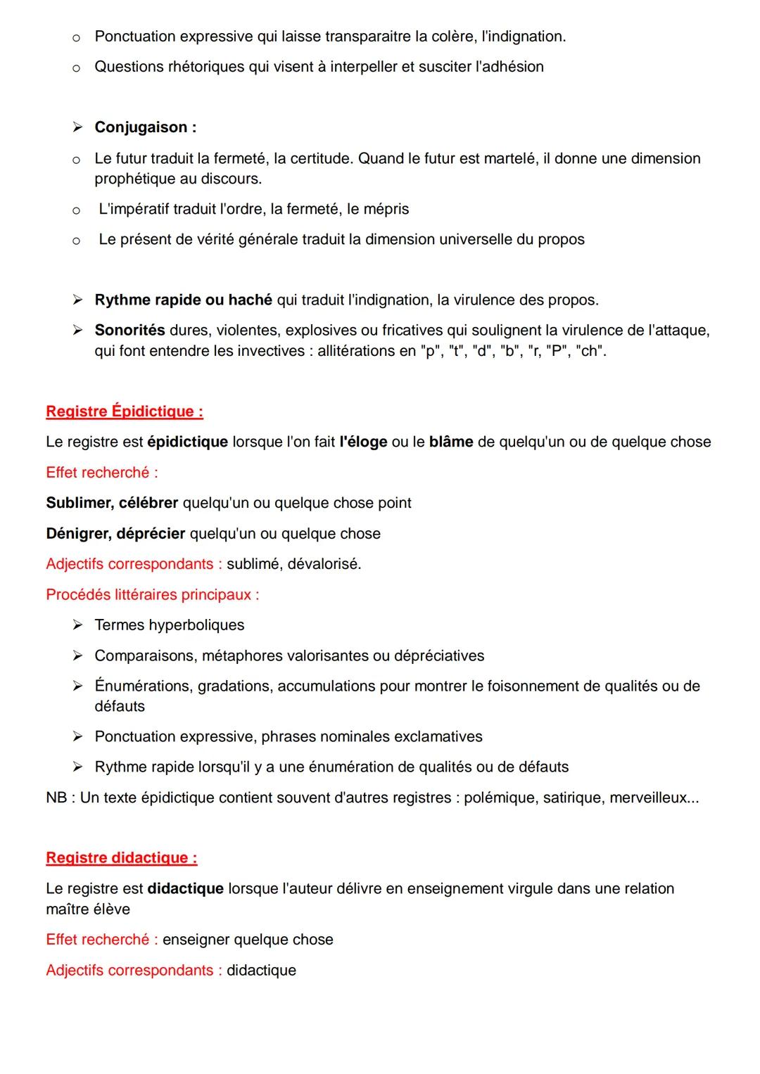Registre lyrique :
Les registres
Le registre lyrique correspond à l'expression de sentiments personnels de façon rythmée,
chantée, presque m