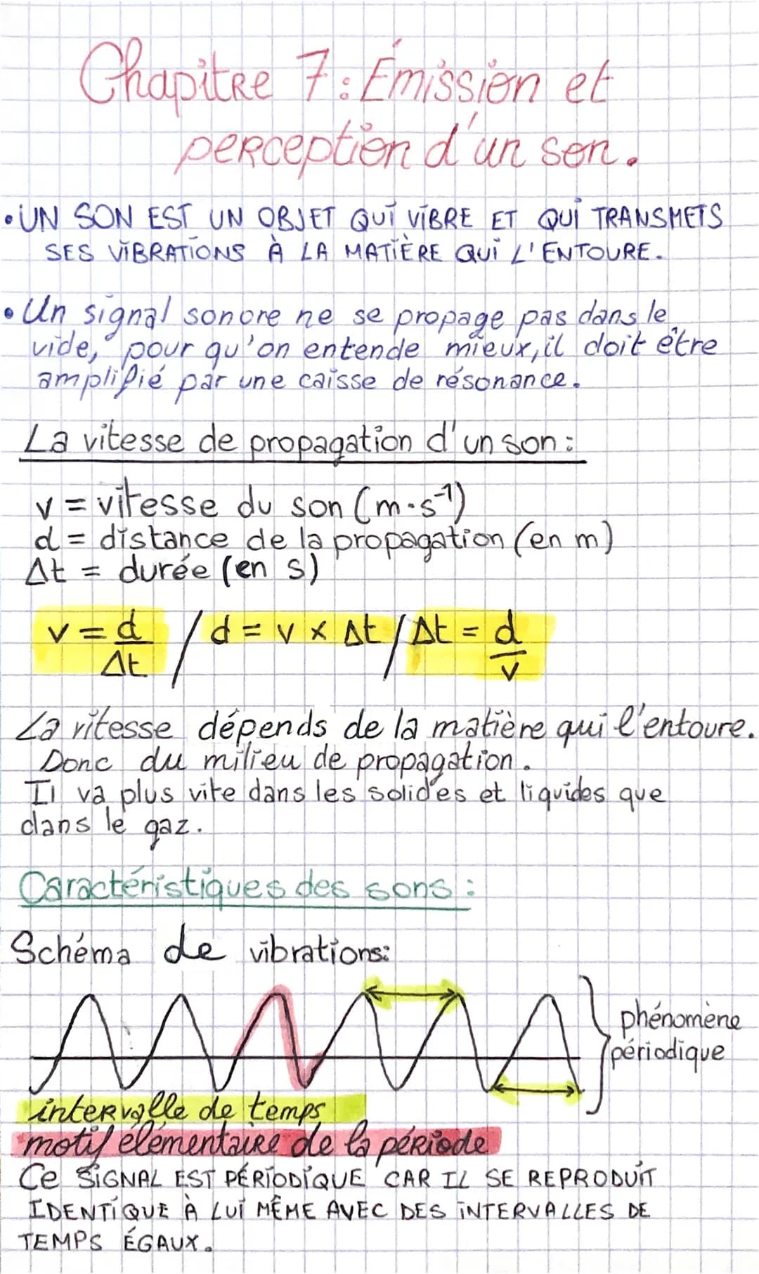 Chapitre 7: Emission et
perception d'un sen.
•UN SON EST UN OBJET QUI VIBRE ET QUI TRANSMETS
SES VIBRATIONS À LA MATIÈRE QUI L'ENTOURE.
• Un