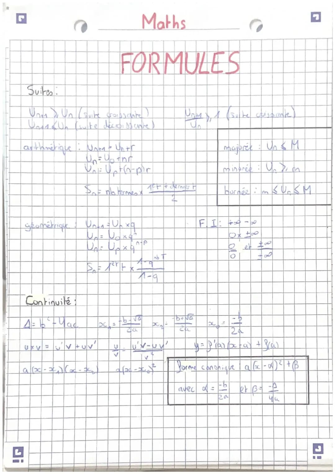 Fiche de Révision Maths Terminale Spécialité Bac 2024 - PDF