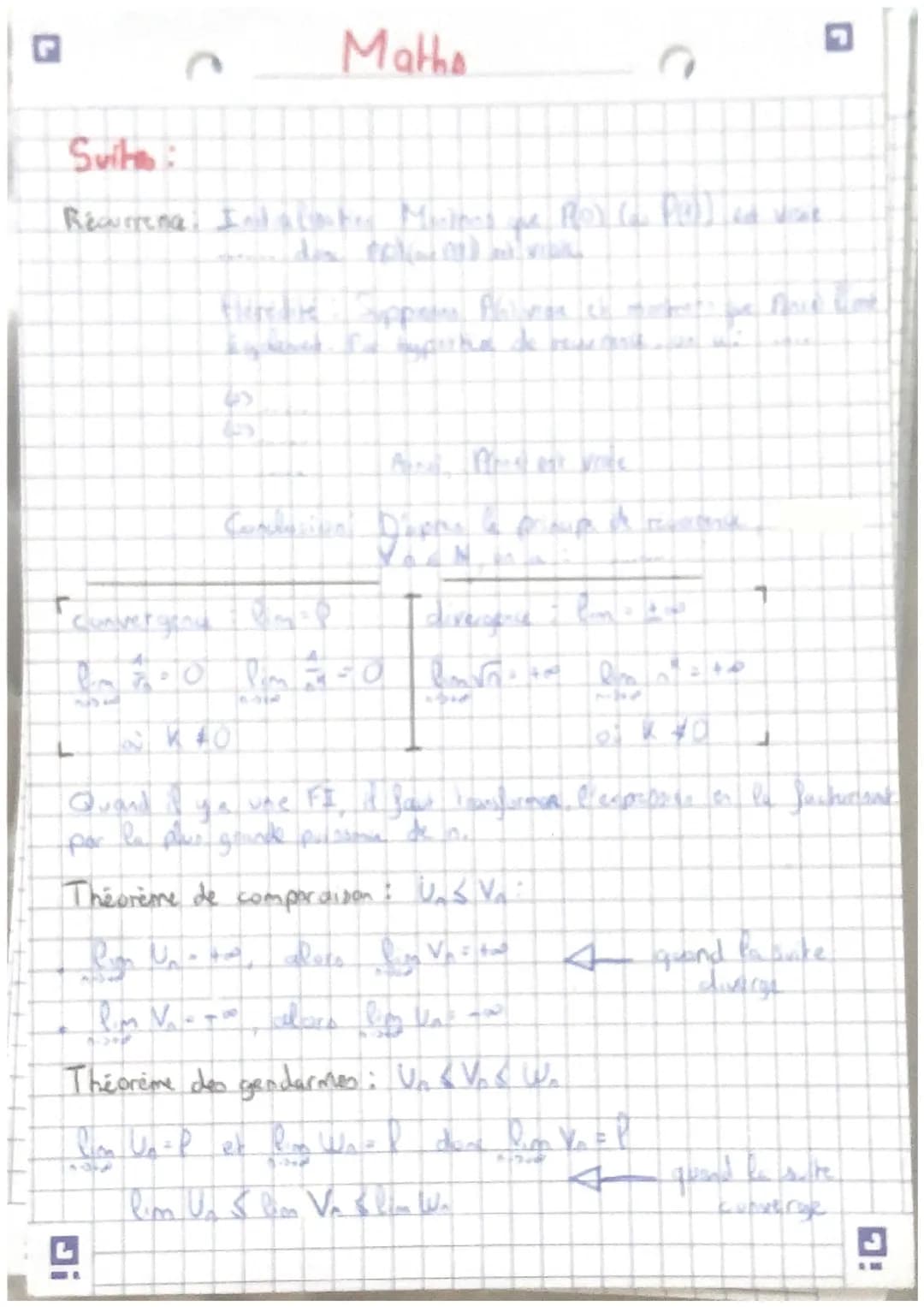 Suites:
Unon > Un (suite croissante)
Und1 KWh (suite décroissante)
arithmétique : Nom-
!G
Continuité
4 = 16² - Dac
Untr
Un = y₂ + hr
Un Upt(